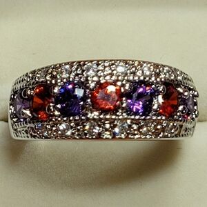 Ladies multi-stone band eternity-style band anniversary ring approx size 8
